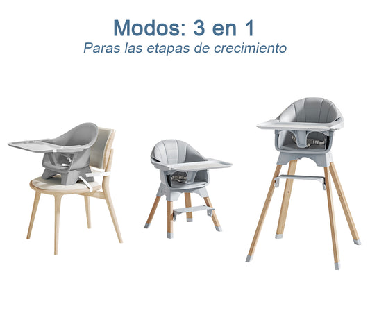 Silla de Comer 3 en 1 para Bebés – Altura Ajustable, Segura y Ergonómica – NidoMágico