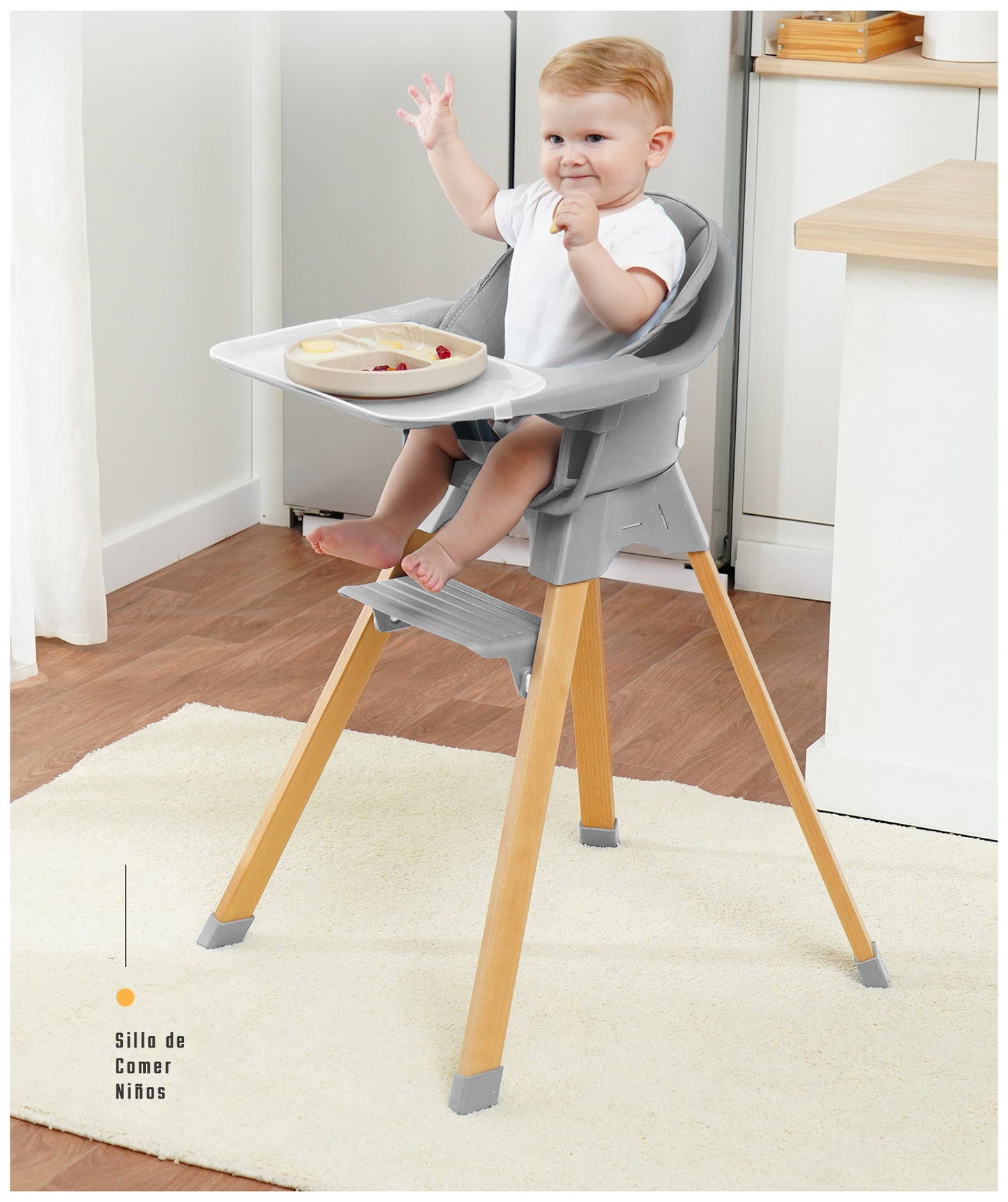 Silla de Comer 3 en 1 para Bebés – Altura Ajustable, Segura y Ergonómica – NidoMágico