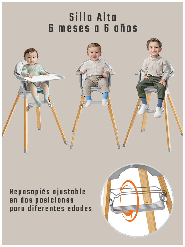 Silla de Comer 3 en 1 para Bebés – Altura Ajustable, Segura y Ergonómica – NidoMágico