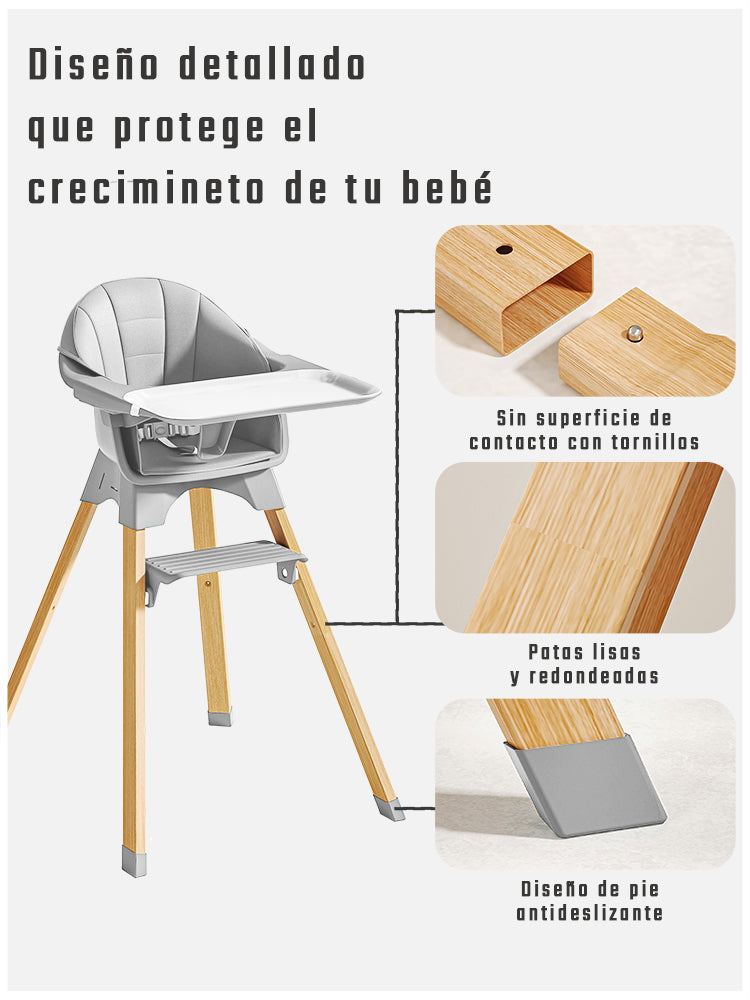 Silla de Comer 3 en 1 para Bebés – Altura Ajustable, Segura y Ergonómica – NidoMágico